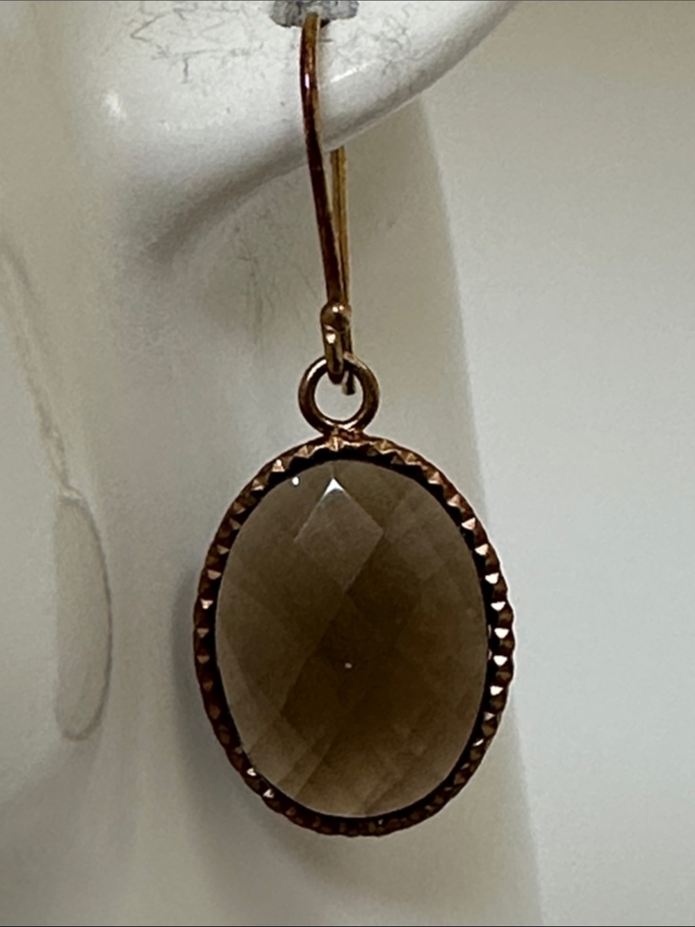 Jade 925 Sterling silver Smoky Brown Oval Drop Jade Earrings